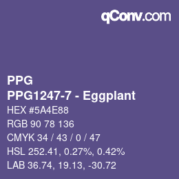 カラーコード: PPG - PPG1247-7 - Eggplant | qconv.com