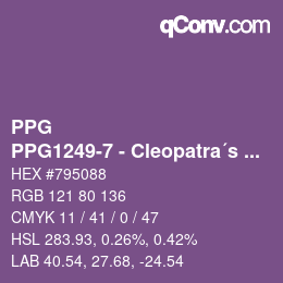 カラーコード: PPG - PPG1249-7 - Cleopatra´s Gown | qconv.com