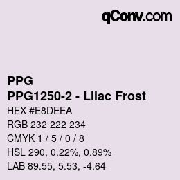 カラーコード: PPG - PPG1250-2 - Lilac Frost | qconv.com