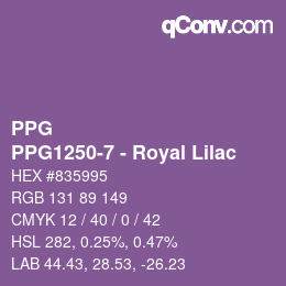 カラーコード: PPG - PPG1250-7 - Royal Lilac | qconv.com