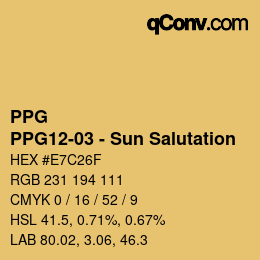 カラーコード: PPG - PPG12-03 - Sun Salutation | qconv.com