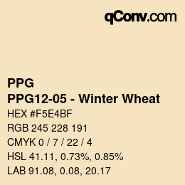 カラーコード: PPG - PPG12-05 - Winter Wheat | qconv.com