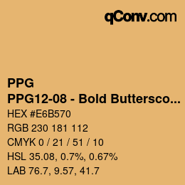 Código de color: PPG - PPG12-08 - Bold Butterscotch | qconv.com