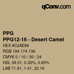 カラーコード: PPG - PPG12-16 - Desert Camel | qconv.com