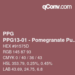 Color code: PPG - PPG13-01 - Pomegranate Punch | qconv.com