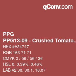 カラーコード: PPG - PPG13-09 - Crushed Tomatoes | qconv.com