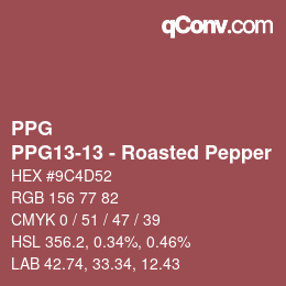 Color code: PPG - PPG13-13 - Roasted Pepper | qconv.com