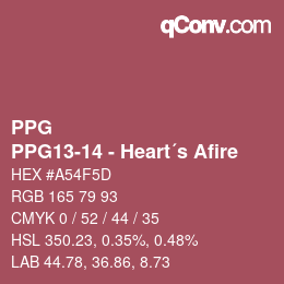 カラーコード: PPG - PPG13-14 - Heart´s Afire | qconv.com