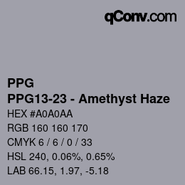 Color code: PPG - PPG13-23 - Amethyst Haze | qconv.com