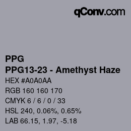 Code couleur: PPG - PPG13-23 - Amethyst Haze | qconv.com