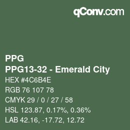 Color code: PPG - PPG13-32 - Emerald City | qconv.com