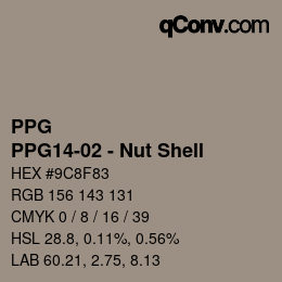 Color code: PPG - PPG14-02 - Nut Shell | qconv.com