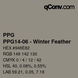 Color code: PPG - PPG14-06 - Winter Feather | qconv.com