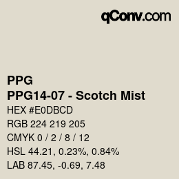 Farbcode: PPG - PPG14-07 - Scotch Mist | qconv.com