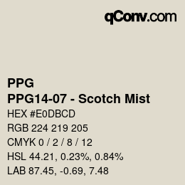 Código de color: PPG - PPG14-07 - Scotch Mist | qconv.com