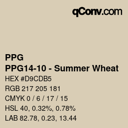 Color code: PPG - PPG14-10 - Summer Wheat | qconv.com
