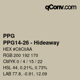 Color code: PPG - PPG14-26 - Hideaway | qconv.com