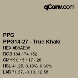 カラーコード: PPG - PPG14-27 - True Khaki | qconv.com