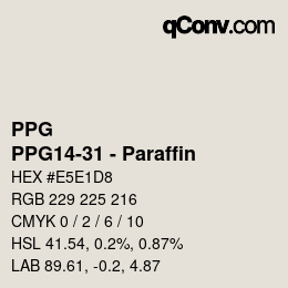 Color code: PPG - PPG14-31 - Paraffin | qconv.com