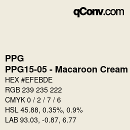 カラーコード: PPG - PPG15-05 - Macaroon Cream | qconv.com