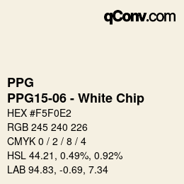 Color code: PPG - PPG15-06 - White Chip | qconv.com