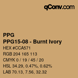 Color code: PPG - PPG15-08 - Burnt Ivory | qconv.com