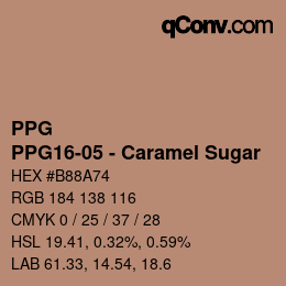 カラーコード: PPG - PPG16-05 - Caramel Sugar | qconv.com