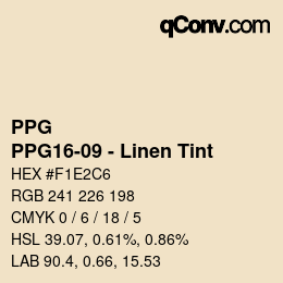 カラーコード: PPG - PPG16-09 - Linen Tint | qconv.com