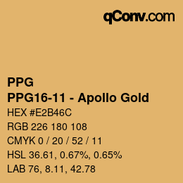 Color code: PPG - PPG16-11 - Apollo Gold | qconv.com