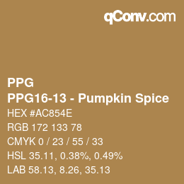 Color code: PPG - PPG16-13 - Pumpkin Spice | qconv.com