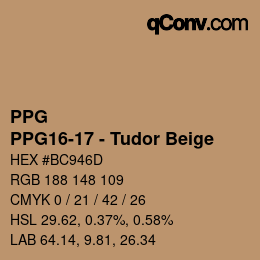 Color code: PPG - PPG16-17 - Tudor Beige | qconv.com