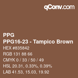 Color code: PPG - PPG16-23 - Tampico Brown | qconv.com