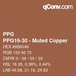 Color code: PPG - PPG16-30 - Muted Copper | qconv.com