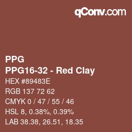カラーコード: PPG - PPG16-32 - Red Clay | qconv.com