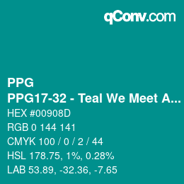 カラーコード: PPG - PPG17-32 - Teal We Meet Again | qconv.com