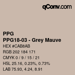 カラーコード: PPG - PPG18-03 - Grey Mauve | qconv.com