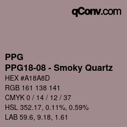 カラーコード: PPG - PPG18-08 - Smoky Quartz | qconv.com