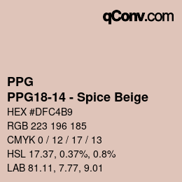 カラーコード: PPG - PPG18-14 - Spice Beige | qconv.com