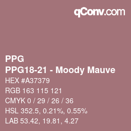 Código de color: PPG - PPG18-21 - Moody Mauve | qconv.com