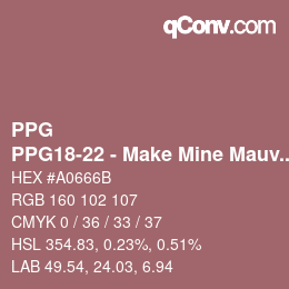 Código de color: PPG - PPG18-22 - Make Mine Mauve | qconv.com