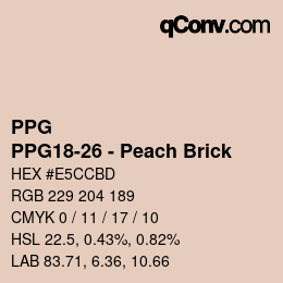 カラーコード: PPG - PPG18-26 - Peach Brick | qconv.com
