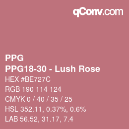 Color code: PPG - PPG18-30 - Lush Rose | qconv.com