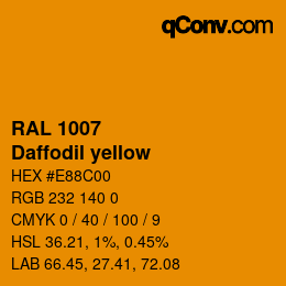 颜色代码: RAL 1007 - Daffodil yellow | qconv.com