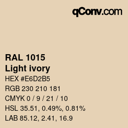 颜色代码: RAL 1015 - Light ivory | qconv.com