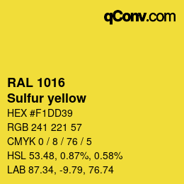 颜色代码: RAL 1016 - Sulfur yellow | qconv.com