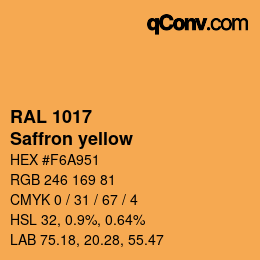 颜色代码: RAL 1017 - Saffron yellow | qconv.com