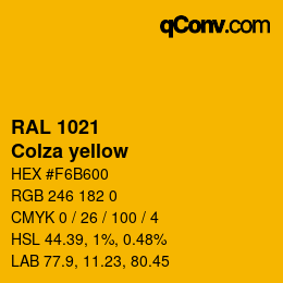 颜色代码: RAL 1021 - Colza yellow | qconv.com