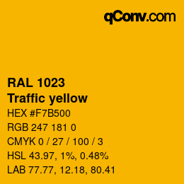颜色代码: RAL 1023 - Traffic yellow | qconv.com