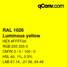 颜色代码: RAL 1026 - Luminous yellow | qconv.com