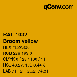 颜色代码: RAL 1032 - Broom yellow | qconv.com